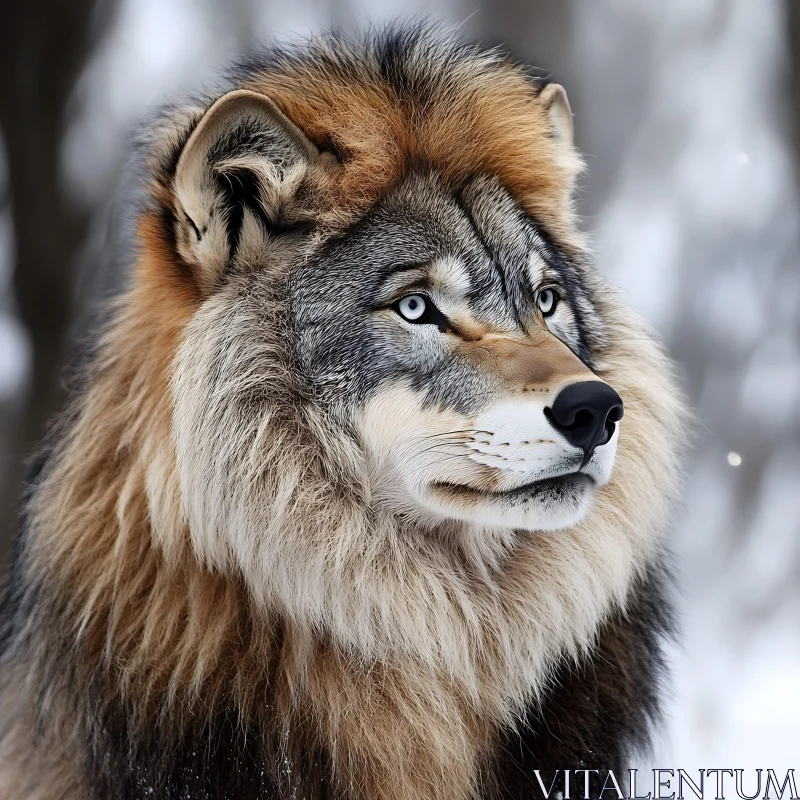 AI ART Winter Wolf Gaze: A Wild Portrait