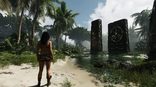 Island Monoliths Jungle Scene