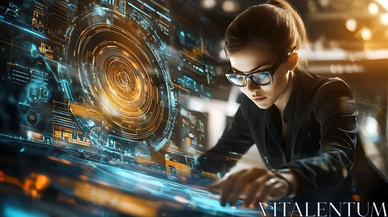 Woman Using Digital Interface AI Image