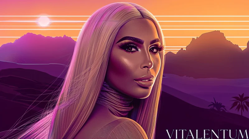 AI ART Sunset Elegance: Kim Kardashian