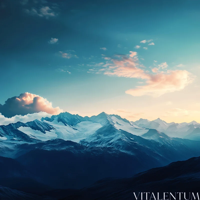 Snowy Peaks and Cloudscape AI Image