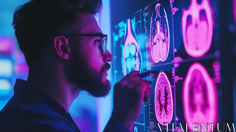 Medical Professional Examining Brain Scans AI Image