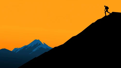 Mountain Ascent Silhouette Art