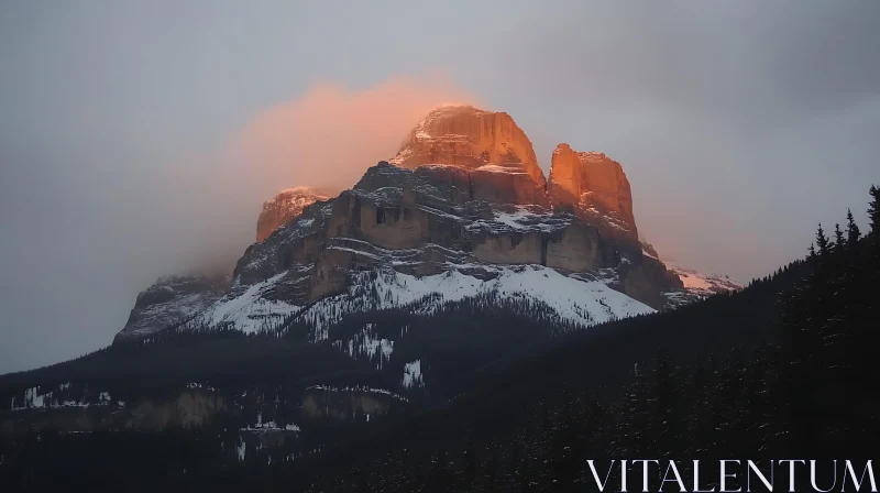 AI ART Mountain Peak at Dusk