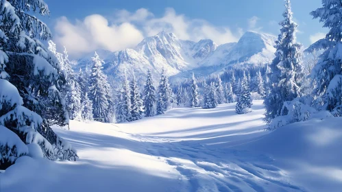 Snow Covered Mountains With Forest