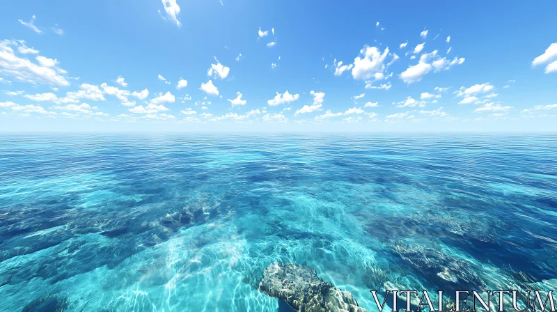 AI ART Blue Ocean and Sky Landscape