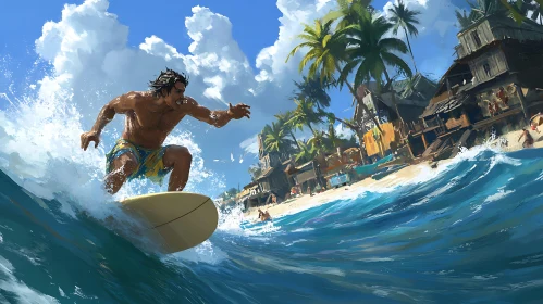 Ocean Wave Surfing Adventure