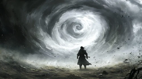 Abstract Image of a Man Facing Storm