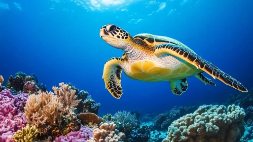 Underwater Scene with Sea Turtle