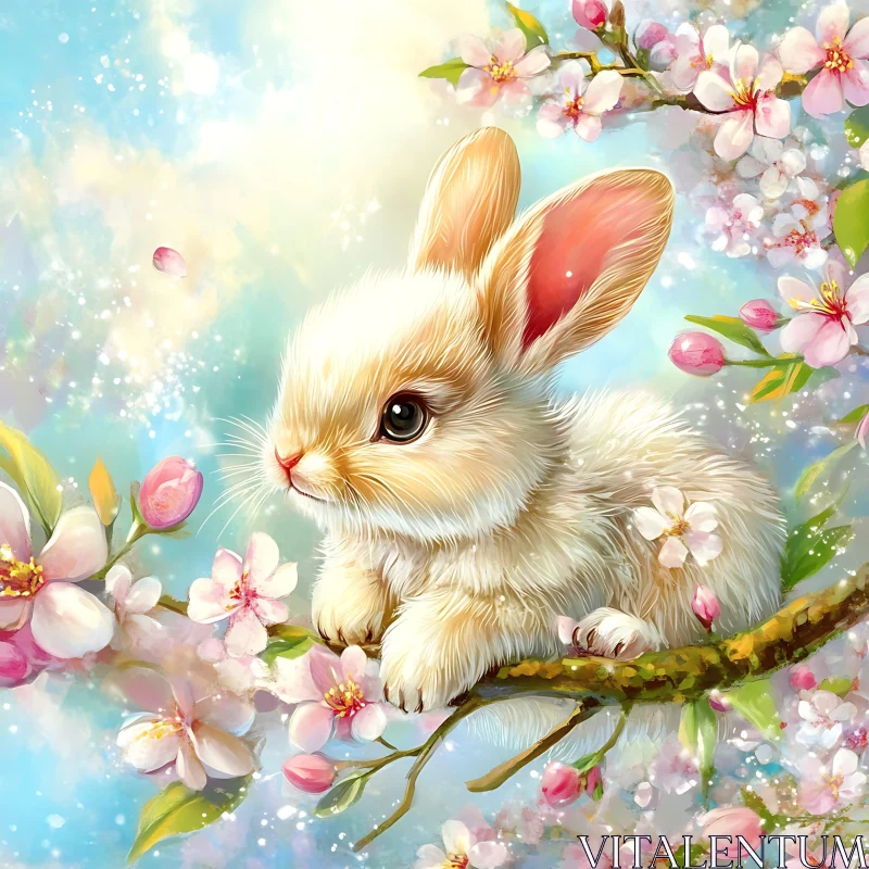 Rabbit with Flowers AI Image