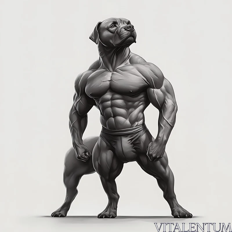 Muscular Dog Statue Art AI Image