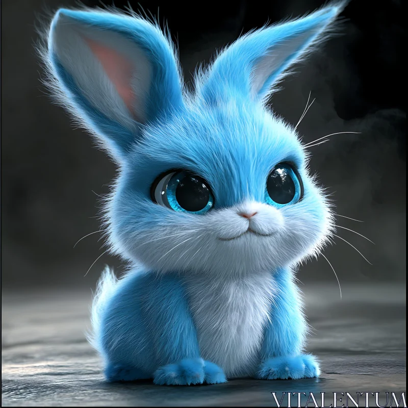 Charming Fluffy Blue Bunny Portrait AI Image