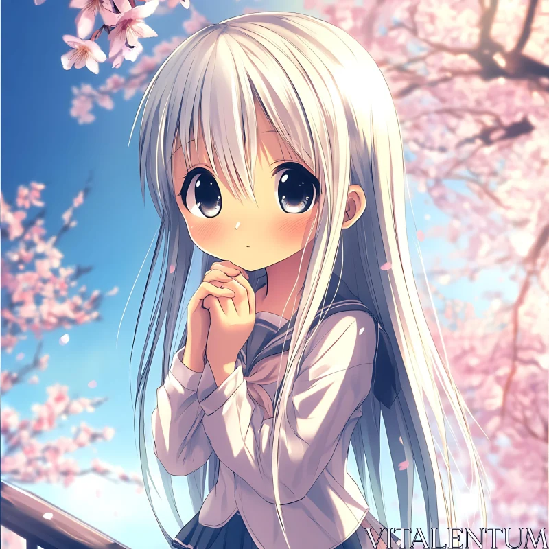 Springtime Anime Girl AI Image