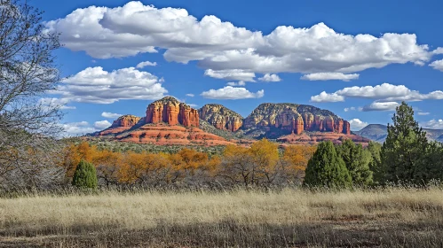 Scenic Red Rock Landscape with Blue Sky