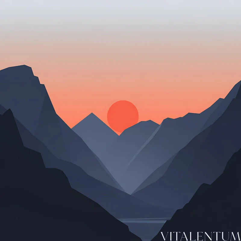 AI ART Tranquil Mountain View at Sunset