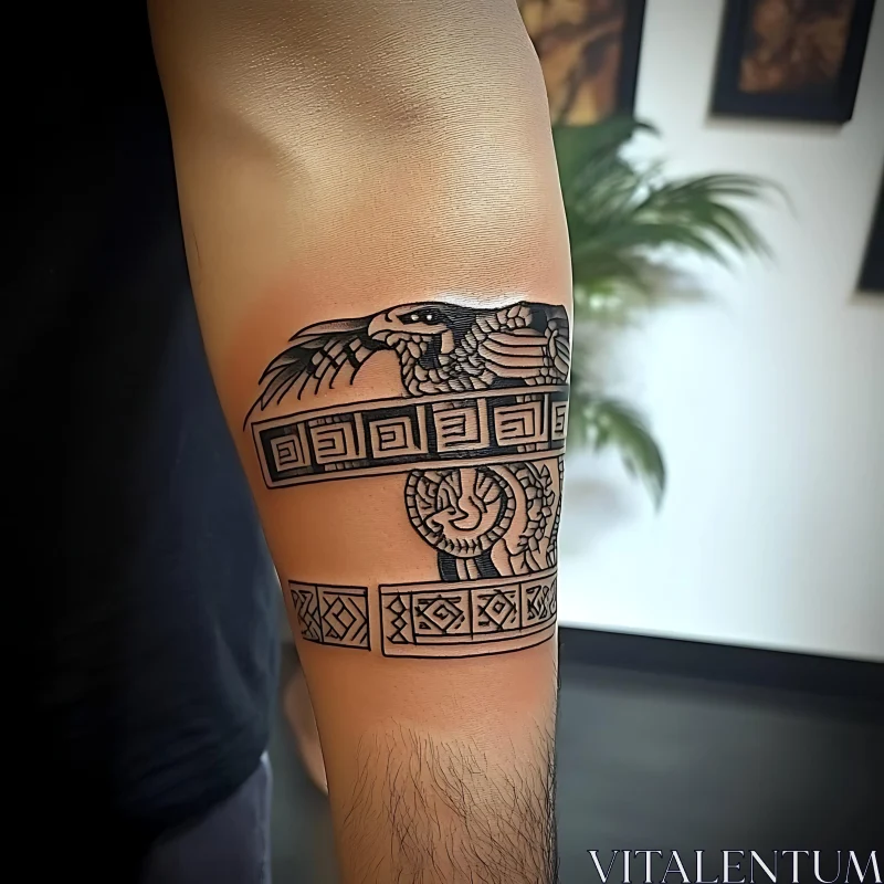 Bold Eagle and Geometric Arm Tattoo AI Image