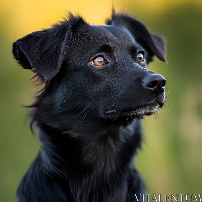 AI ART Black Dog Portrait with Brown Eyes