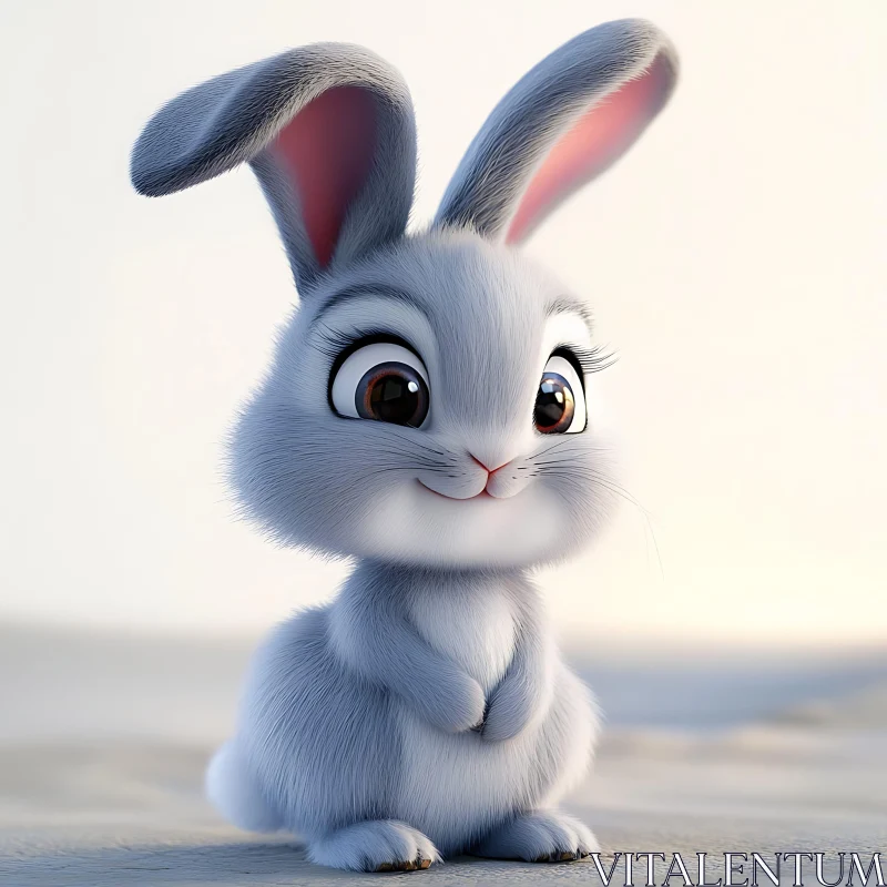 Charming Cartoon Bunny with Big Eyes AI Image