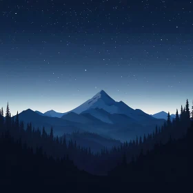 Peaceful Mountain Forest at Night