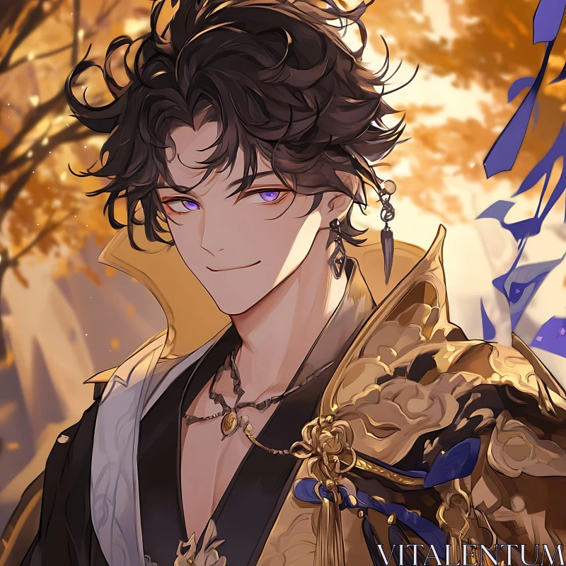 Autumn-themed Anime Character Illustration AI Image