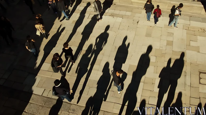 Sunlit Shadows on the Pavement AI Image