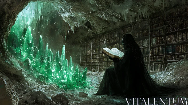 Enchanted Cave Library AI Image