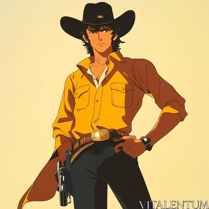 Western-themed Anime Cowboy Art AI Image