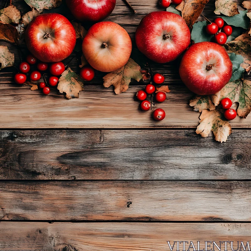 Rustic Autumn Still Life with Apples AI Image