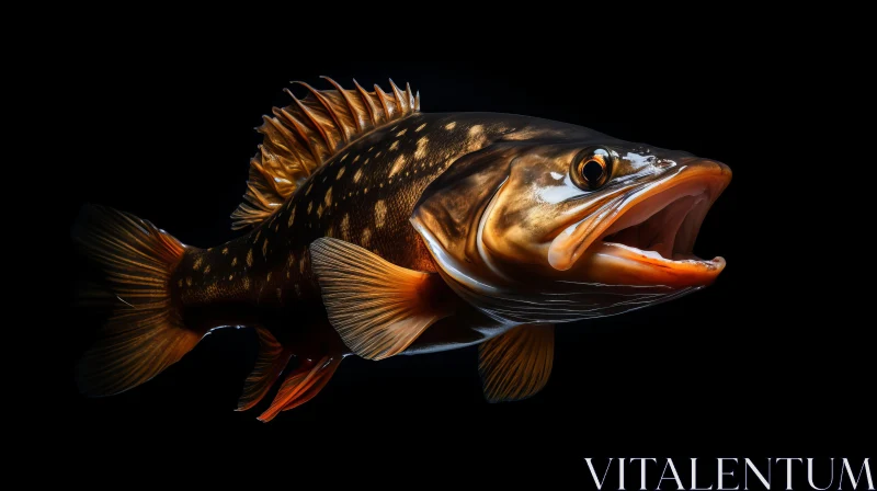 Stark Contrast: Large Fish Against Black Background AI Image