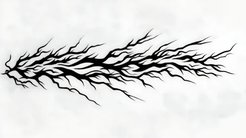 Abstract Black Ink Branch Pattern Art