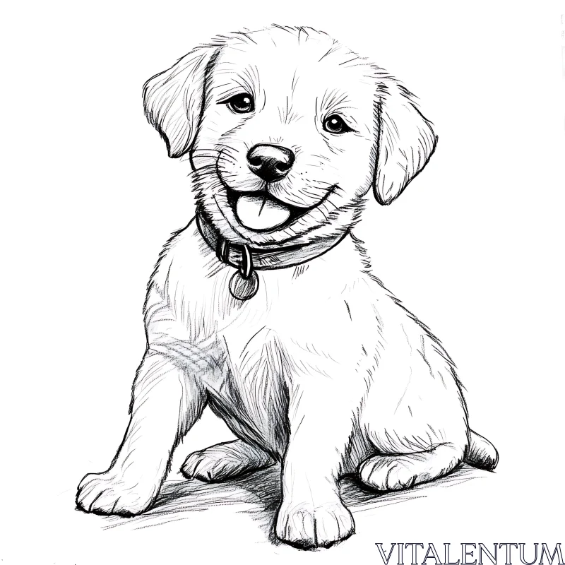 Playful Puppy Drawing - Joyful Pup Art AI Image