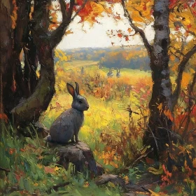 Rabbit in Autumn Landscape