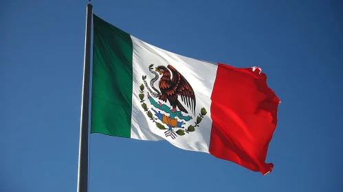 Mexican Flag Under Blue Sky