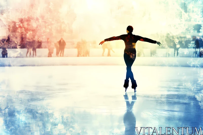 Graceful Figure Skater on Ice with Artistic Background AI Generated Picture AI Image