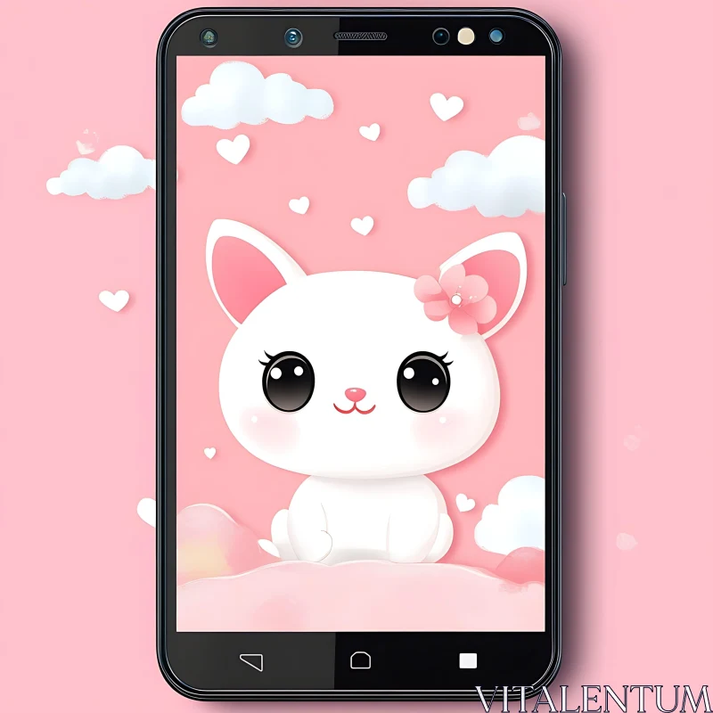 AI ART Adorable Pink Rabbit Illustration