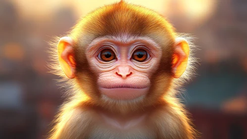 Charming Furry Monkey Close-Up