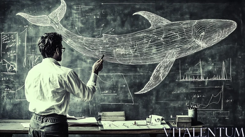 AI ART Marine Biology: Whale Anatomy on Blackboard