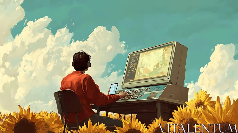 AI ART Sunflower Field Coder