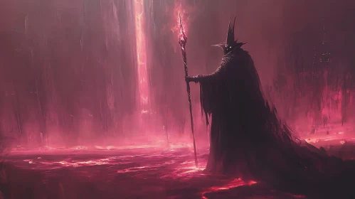 Dark Wizard in a Fiery Realm