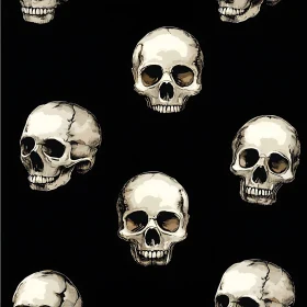 Anatomical Skull Pattern on Black