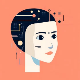 Minimalist AI Portrait in Peach Tones