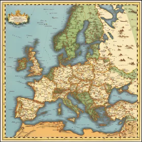 Vintage European Cartography Print