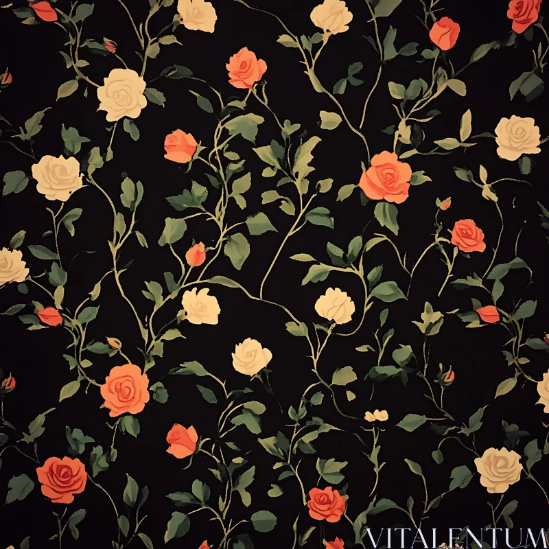 Vintage Roses on Dark Background AI Image