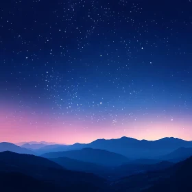 Mountains Under Starry Sky