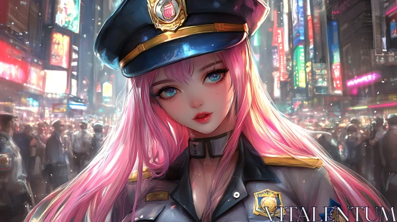 Urban Anime Police Portrait AI Image