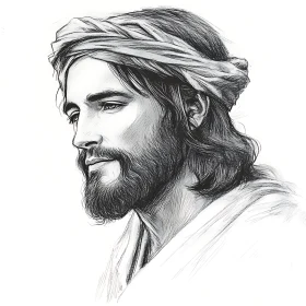 Monochrome Sketch of a Man in Profile