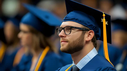 Young Graduate with Blue Cap and Gown