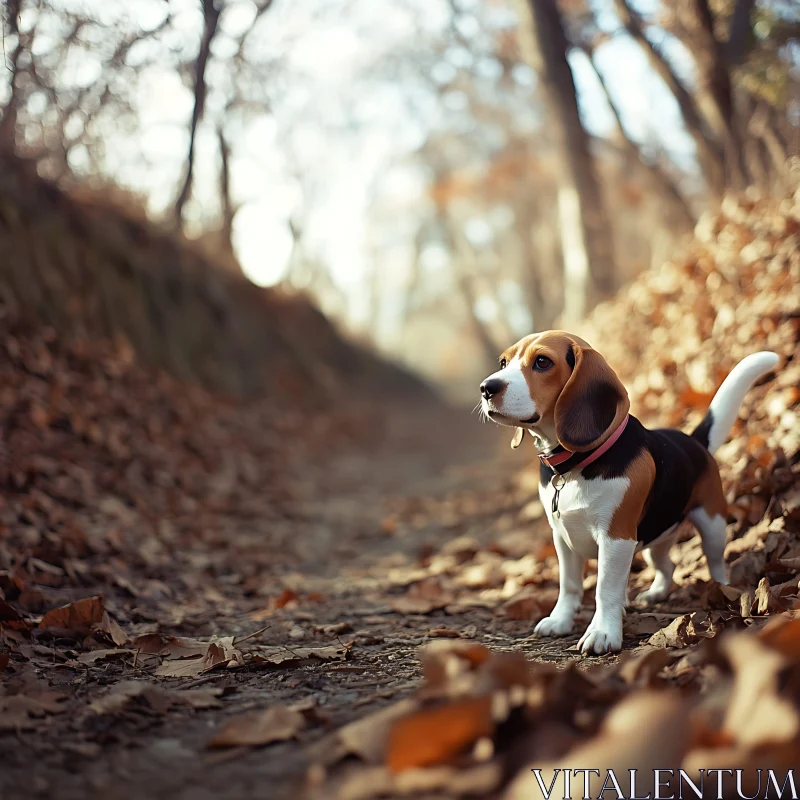 AI ART Beagle Dog in Autumn Forest