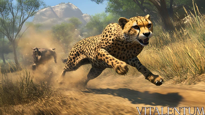 African Cheetah on the Hunt AI Image