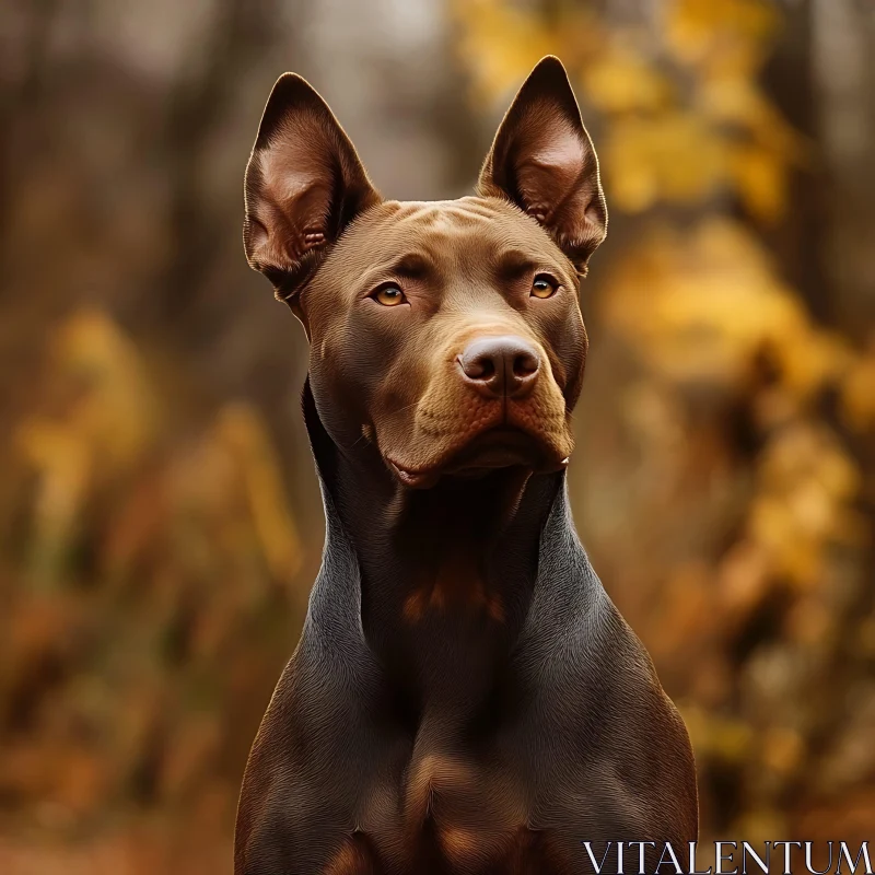 AI ART Alert Brown Dog in Fall